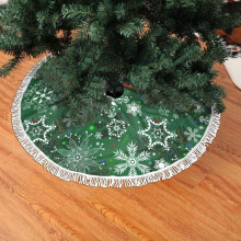 Christmas tree skirt green snowflake fringed lace 30 inch
