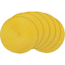 Round Braided Placemats Set of 4 Yellow 15 Inch