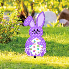 Letrero acrílico de conejito de Pascua para jardín con estaca de metal.
