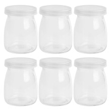 Doorzichtige glazen bewaarpotjes met deksels, 100 ml, 6 stuks