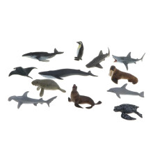 Statuette di animali marini in plastica, confezione da 12 pezzi
