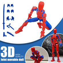 T13-toimintafiguurisetti – esikoottu, 3D-tulostettu aseilla ja lisävarusteilla, yhteensopiva T13Lucky Ro-bo Dummy Nova13:n kanssa (sininen)