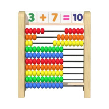 Wooden Abacus for Kids 3+, 10-Row with Colorful Beads