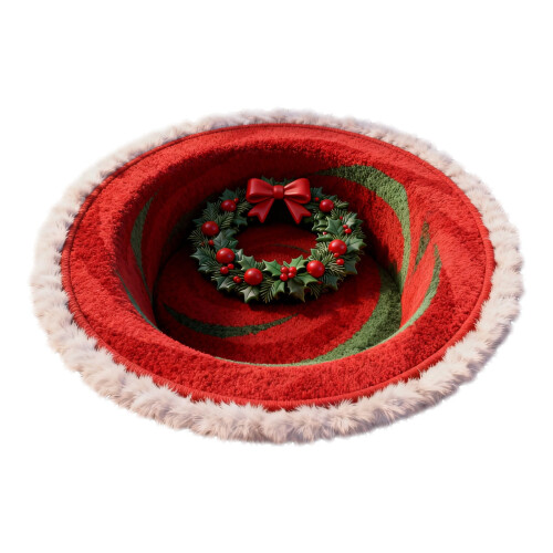 Κυκλικό Χαλί Christmas3D – Μαλακό Μείγμα Βαμβακιού-Πολυεστέρα
