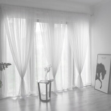 Cortina de tul transparente con cuentas, 200x100cm