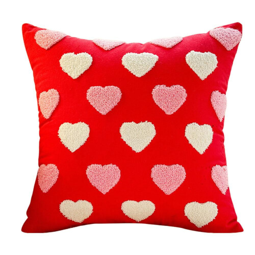 Funda de almohada bordada con corazón, 45x45cm, decoración de San Valentín