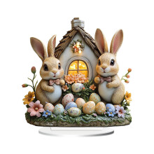 Estatua acrílica de conejito de Pascua para escritorio, 20 cm.