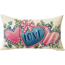 Funda de almohada de lino con forma de corazón, 30x50cm, decoración minimalista.