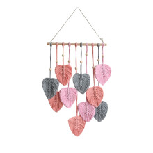 Macramé wandtapijt – Boho bladmotief, katoen,