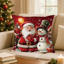 Fundas de cojín navideñas de 45x45 cm, de algodón con cremallera oculta.