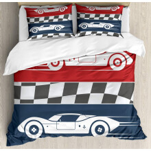 Cartoon Car Duvet Cover Set 3-Piece Coral Fleece