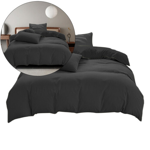 Kingsize-Bettwäscheset mit Queensize-Steppdecke, einfarbig, 4-teilig