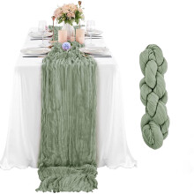 Banderín de mesa de gasa plisada – Decoración rústica para bodas, 90x400
