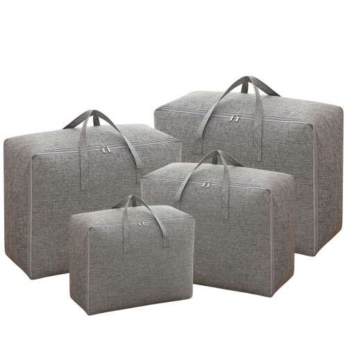 Saco de armazenamento em algodão e linho, resistente, com zíper, 10kg.
