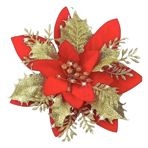 Kunstmatige kerstster met clip (14,5 cm)