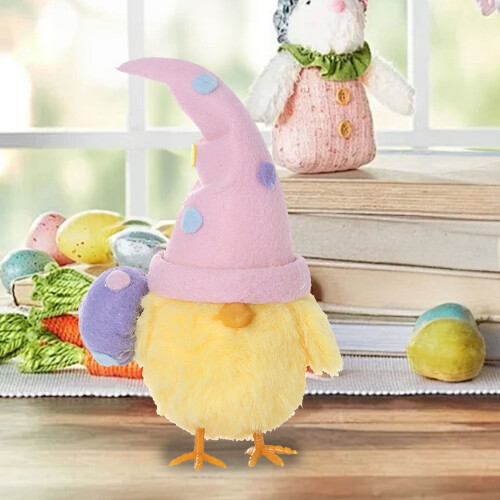 Pluche paaskipversiering met ei-ontwerp