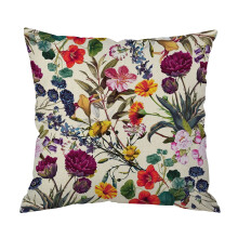Housse de coussin en lin et coton à motif floral 45 x 45 cm