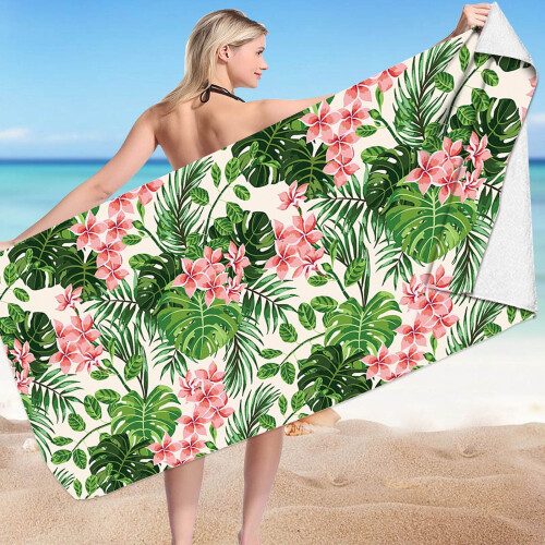 Toalha de Praia Hibiscus com Design Tropical 30x60 polegadas 2