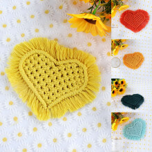 Love Heart kopmåtte bomuldsvævet bordskåner med kvaster