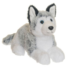 Perro de peluche Husky, gris y blanco, 25 cm, lavable a máquina