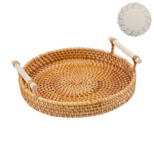 Kézzel készített rattan kerek tálalótálca 9 10 11 hüvelyk