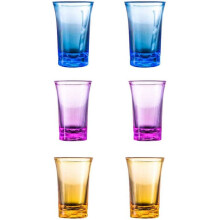 Fargede shotglass med tung base, sett med 6 deler