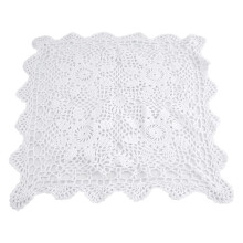 Nappe carrée vintage en dentelle de coton et crochet à motifs floraux