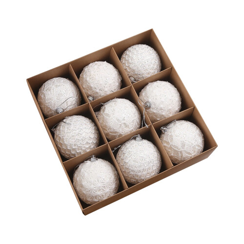 Staron 9-Piece White Shatterproof Christmas Tree Baubles