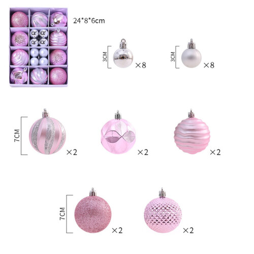 Bolas de Natal Rosa - 26 Peças