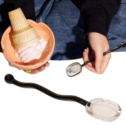 Glazen dessertlepel – Ergonomisch gebogen handvat, 16 cm