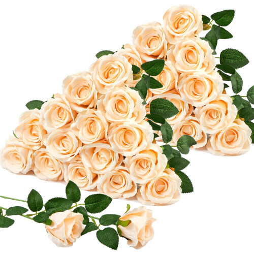 30 rose artificiali nere con steli lunghi