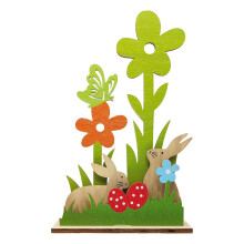 Houten paashaasdecoratie in landelijke stijl, 11,8 x 5,7 inch