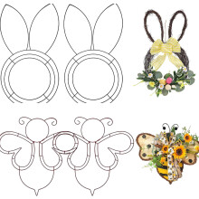 Conjunto de guirlanda de metal de 14 polegadas com abelha, coelho, coração, cenoura e ovos.