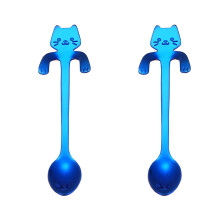 Kaffeelöffel aus Edelstahl mit Katzenmotiv (2 Stück)