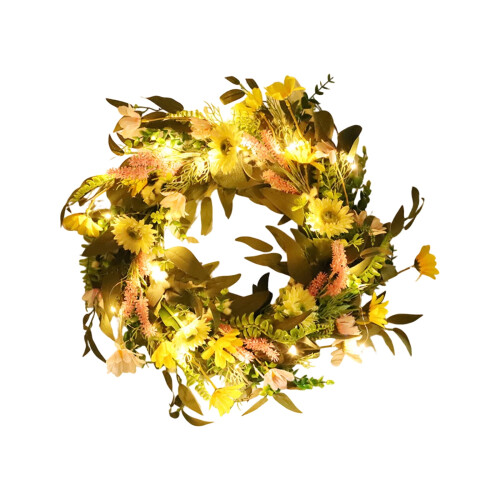 3D olivenblad påskekrans 45 cm med varme LED-lys