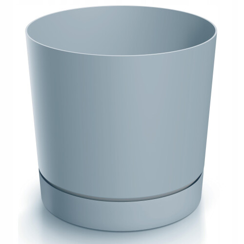 Prosperplast Grauer Kunststoffblumentopf mit Untersetzer, 13 cm Tubo