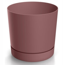 Bloempot met schotel, marsalakleurig plastic, 17,8 cm, Tubo