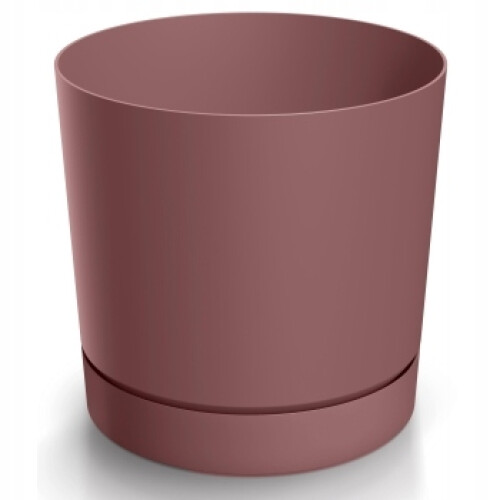 Prosperplast Maceta con platillo, plástico marsala, 17,8 cm, Tubo