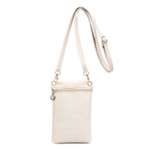 Petite pochette pour téléphone portable, pochette souple en cuir PU pour femme, sac bandoulière avec poche pour téléphone portable - Blanc