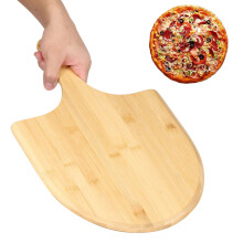 Łopatka bambusowa do pizzy 15,8" z długim uchwytem, okrągła łopatka do obracania pizzy i ciasta – kompatybilna z kuchnią domową