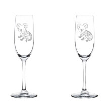 Conjunto de 2 Taças de Champanhe/Espumante em Vidro com Design de Urso Koala (240ml com Haste)