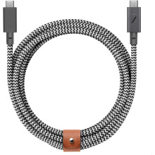 Typ-C-bälteskabel Pro - USB-C till USB-C 2,4 m ultrastark laddningskabel med läderrem kompatibel