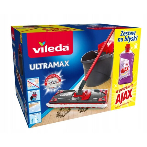 Vileda Vileda fladmopp med vridemaskine og spand + Ajax