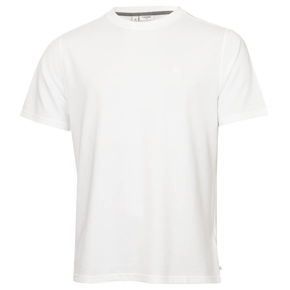 Calvin Klein (M, ) Mens Uni Luxe Pique Stretch Breathable Technical T-Shirt White