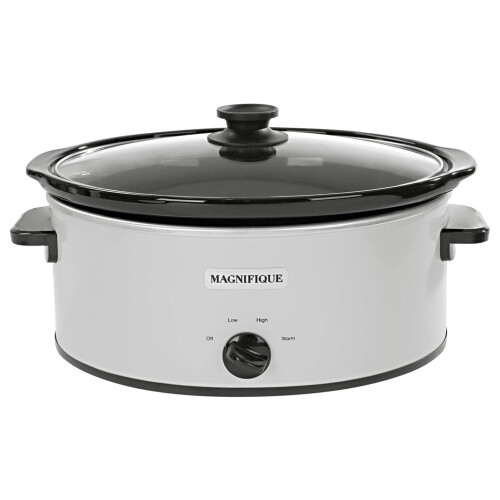 Slow Cooker Oval Manual 6 Quart White Stainless Steel