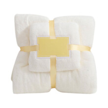 Extra Large Bath Towels Soft Coral Fleece 2-Piece Set White