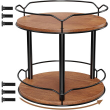 2-Tier Wooden Lazy Susan Rotating Organizer