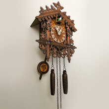 Wooden Cuckoo Clock with Night Sensor and Music Switch