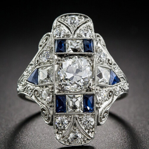 Women's Topaz Sapphire Ring Hollow Design 1 Pc