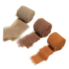 Fringe Chiffon Silk Ribbon Set Brown 3 Rolls